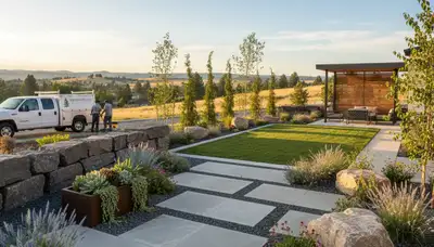 Landscaping crew serving Spokane, WA, creating a custom outdoor living space