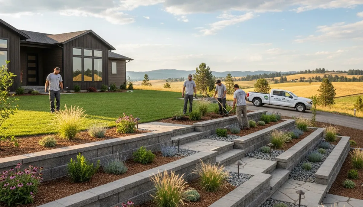 Landscaping team serving Spokane, WA on a residential landscape design project